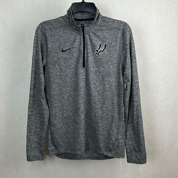 Nike San Antonio Spurs Pullover Quarter 1/4 Zip Girls Sz Large NBA Gray Lightwei - Picture 1 of 9